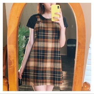 Vintage handmade plaid overall dress